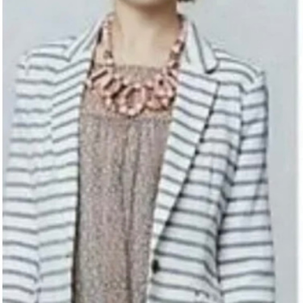 Anthropologie Isabella Sinclair Blue & White Striped Lightweight Cotton Blazer